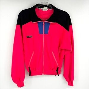 Vintage 90s Columbia Full Zip Jacket Medium Fleece Colorblock Radial Sleeves